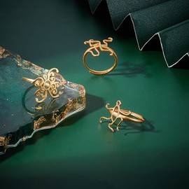 PH PandaHall Base de anillos ajustable abierta, 6 piezas de 3 estilos de anillos de dedo enrollables con ajuste de bisel, almohadilla apilable para anillos de flores para mujer, cabujones de vidrio de piedra, diamantes de imitación