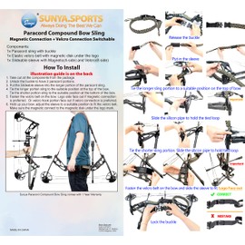 Sunya Paracord Compound Bow Sling with V2 Upgraded Magnetic Connection System. Lightweight Hands Free Shoulder Carrying Sling for Bow Hunting, Field Archery and 3D(Jungle Camo)