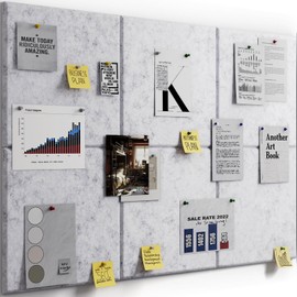 Felt Cork Board for Wall: Extra Large Bulletin Board for Office - 0.35 Inch Thick Corkboard Tiles 6 PCS Light Gray Pin Board Squares Adhesive