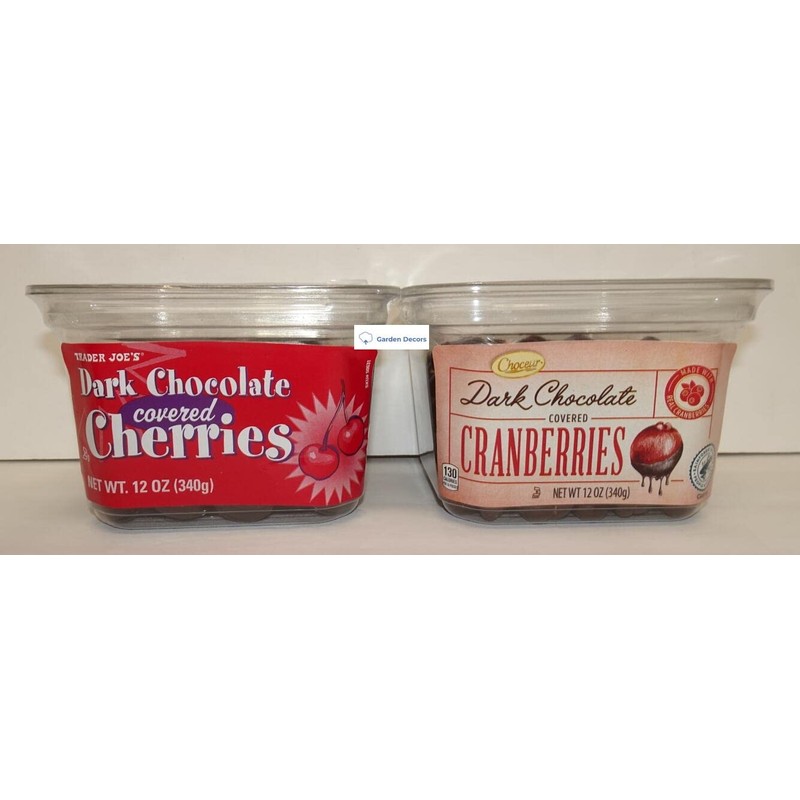 Choceur Dark Chocolate Covered Cherries & Cranberries (Two Containers)