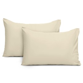 Imperial Rooms Pillow Cases 2 Pack Brushed Microfibre Pillow Covers (Cream, Pillow Cases 2 Pack)