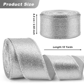 Christmas Ribbon Christmas Tree Ribbon Silver Christmas Ribbon Wired Glitter Silver Ribbon For Christmas Tree Ribbon Garland 2 1/2 Inch 10 Yard Wired Christmas Ribbon For Tree Ribbon For Gift Wrapping