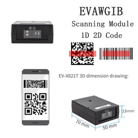 EVAWGIB Embedded Mini USB Fixed Mount Barcode Scanner Scan Engine, CMOS 2D Barcode Reader Module RS232/TTL/USB Barcode Scanner Module Mini-Size Module (RS232)
