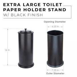 JS Jackson Supplies Freestanding Toilet Paper Holder for Extra Large Toilet Rolls - Matte Black