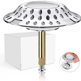 Xinlie 2-In-1 Badewannenstöpsel Haarsieb Badewanne aus Messing Gegen Verstopfung Badewannen Stöpsel Verschluss ø 72 mm Geeignet für Badewannen mit Einem Lochabstand Zwischen 3,8 cm und 4,3 cm