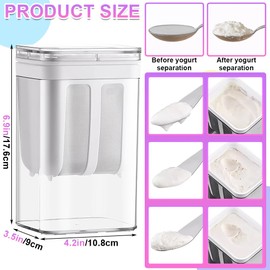 Mesen Greek Yoghurt Sieve 1100 ml Capacity, Washable Whey Separator with Lid Washable Yoghurt Maker with Mesh Strainer Yoghurt Strainer for Filtering Juice Milk Mesh Sieve Household