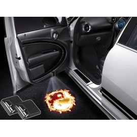NewL 2 luces LED de bienvenida para puerta de coche para Fire Tai Chi Logo Símbolo Proyector Luces Fantasma Shadow Light