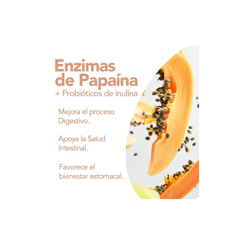 Enzimas Digestivas Prebioticos Papaina Inulina Prebiotica Apoyo Digestivo Natural Mejora