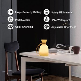 uuffoo Portable Led Lamp Waterproof, Led Camping Lantern Light with Handle, Rechargeable Night Lights with Multi-Color & Warm White Modes, Indoor/Outdoor Lamps for Patio, Tent, Bedroom, Garden