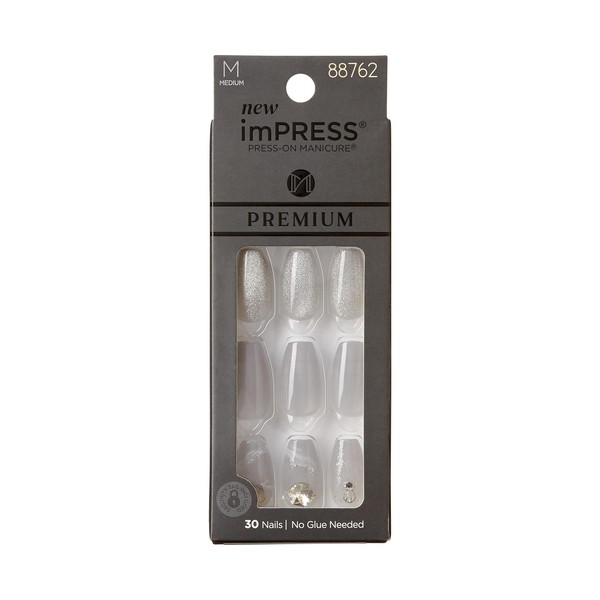 imPRESS Premium, Press On Nails, Legacy, Black, Medium, Size, Squoval, Shape, Includes 30 Nails, Prep Pad, Instructions Sheet, 1 Manicure Stick, 1 Mini File