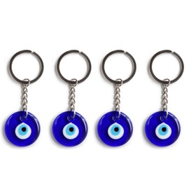 ZEACCT Pack of 4 Blue Eyes Keychains, Blue Evil Eye Keychain, Key Chain with Blue Eye Pendant, for Car Keys, Wallet, blue