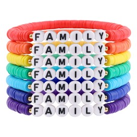 Rainbow Heishi Surfer Bracelets Set for Women Stackable Clay Beaded Bracelets Disc Stretch Preppy Bracelets Layering Colorful Friendship Bracelets Team Cheer Bulk Boho Summer Beach Jewelry Gift, 7.4