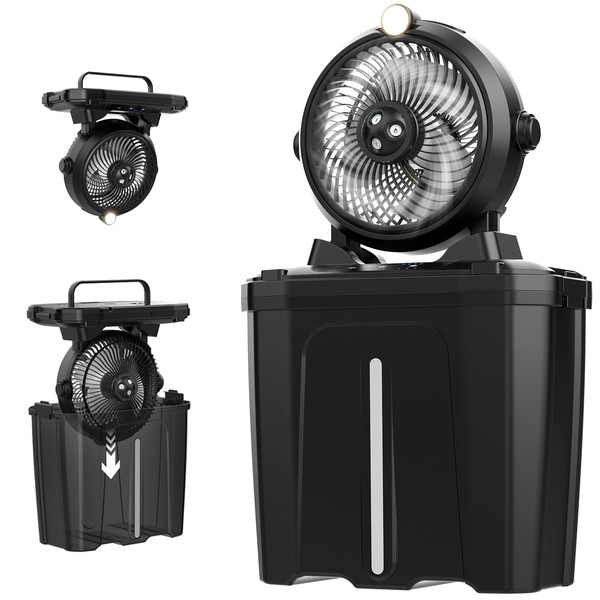 11L Bucket Portable Misting Fan with LED Light, 20000mAh (6.5/12h