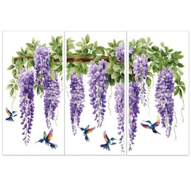 OLYCRAFT 3 Pieces/Set Wisteria Flowers for Rubbing Transfers for Furniture and Crafts 15 x 30 cm Vines Furniture Transfer Stickers Furniture Stickers Decor Transfer Stickers Decals for Rubbing On
