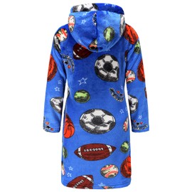 BAOPTEIL Kids Hooded Bathrobe Girls Plush Hooded Flannel Robe Boys Soft Bathrobe Sleepwear（Balls，13-14 Years）