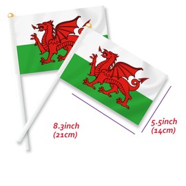 MacLand 25PCS Welsh Handheld Small Flag, Welsh Hand held Mini Decor Decoration Banner