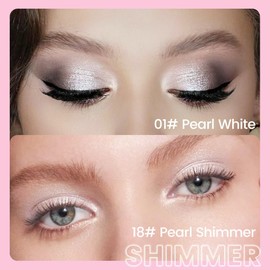 Kaely 2Pcs Cream Eye Shadow Brightener Sticks Set for Eyes Waterproof, Pearl White & Pearl Shimmer Cream Eyeshadow Applicator Stick Long Lasting Pigmented Eye Makeup sombras en crema para ojos 1+18