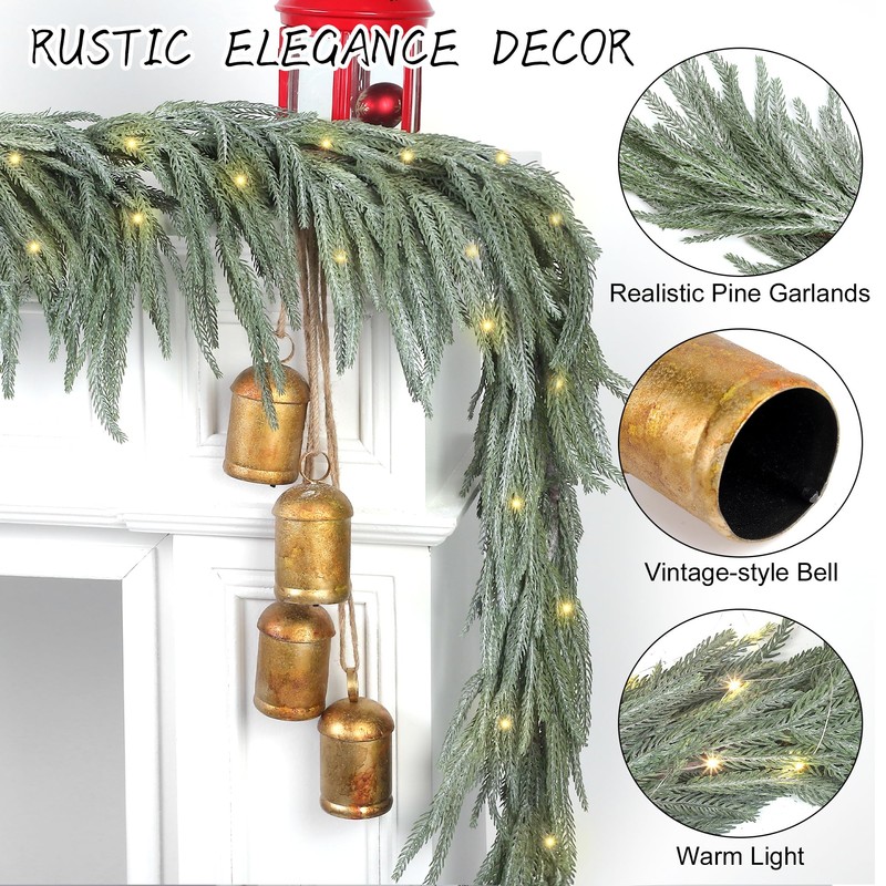 Fovths 1 Pack Christmas Norfolk Garlands Set 6 Feet Artificial