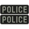 Police 2 Embroidery Patches 10x3''Velcr@ On back Gray On black
