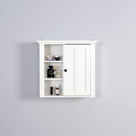 EZAPOR Modern Bathroom Wooden Wall Cabinet with Mirrored Doors - Space-Saving Storage Solution
