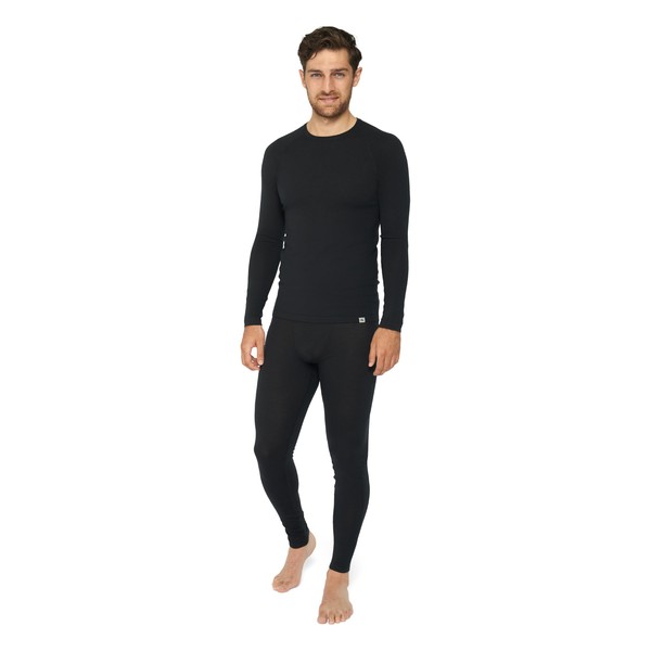 DANISH ENDURANCE Men's Premium Thermal Merino Wool Breathable Underwear Set, Black