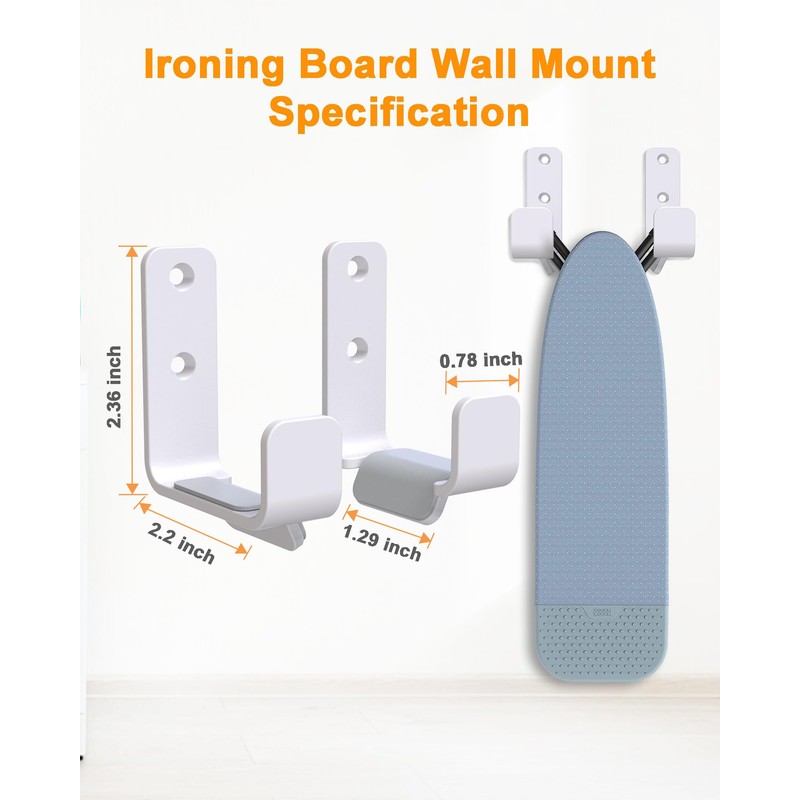 Ironing Board Holder Wall Mount White, Stainless Steel Ironing Board