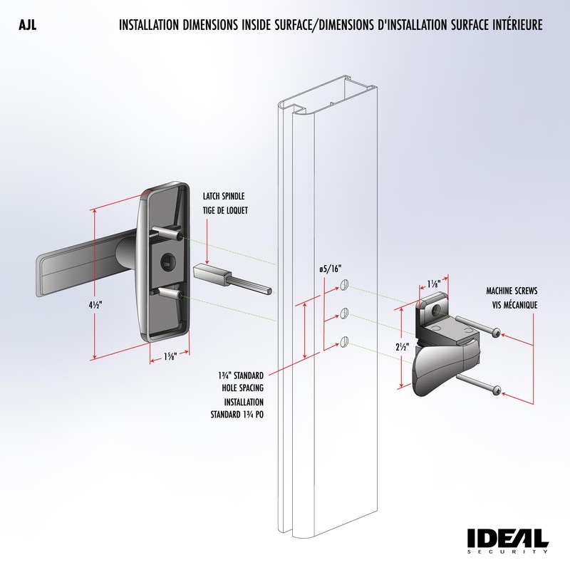 Ideal Security Door Lever for Storm and Screen Doors, Bright