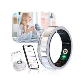 XSWCCJJ 10th Gen Diamond Smart Ring and Wireless Charging Case【Industry Number 1-0 Measurement Error】2025 Fitness Tracker for Sleep Monitoring, Portable SpO2 Smart Ring for Android and iOS, Silver 11#