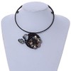 Avalaya Black Shell Component, Acrylic Bead Floral Pendant Flex Wire