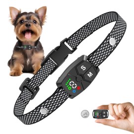 Dog Bark Collar, Anti Bark Training Collar for Medium Dogs. Barking Collar with Beep Vibration Shock Modes，7 Adjustable Sensitivity Rechargeable Waterproof Smart Bark Collar，Grid Ribbon