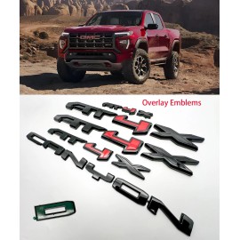 Unbranded OVERLAY 5PCS Gloss Black Red Door Rear AT4X Canyon Emblem Fit 2023+ GMC Canyon