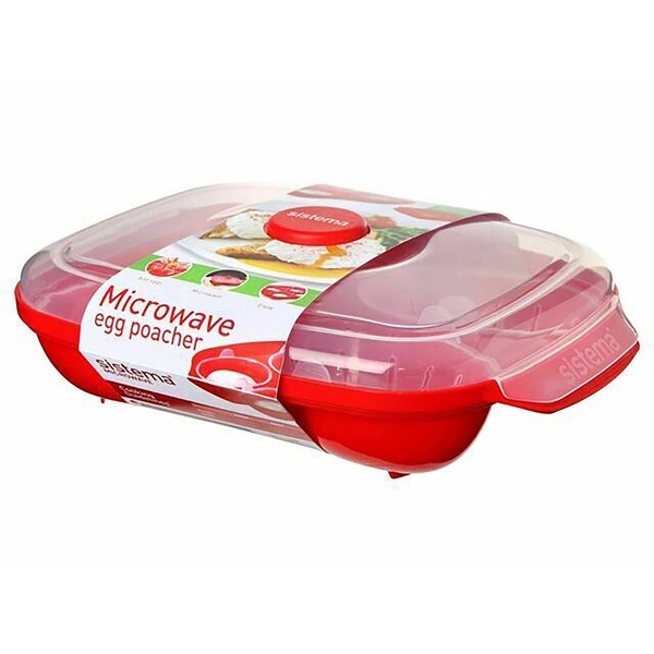 Sistema Microwave Poacher for up to 4 Eggs, Red/Clear, 28.7
