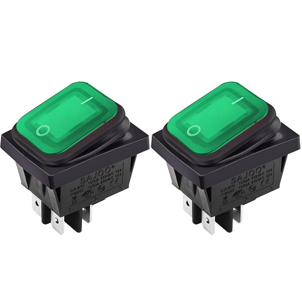 CLDIY Waterproof Boat Rocker Switch with Green Indicator Lamp 2