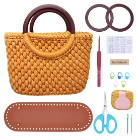 FREEBLOSS Häkeltaschen Set Handtaschen Strick Und Häkelset Mit Holzgriff Englische Anleitung Handtaschen Herstellungsset Zum Basteln Häkelset Für Anfänger