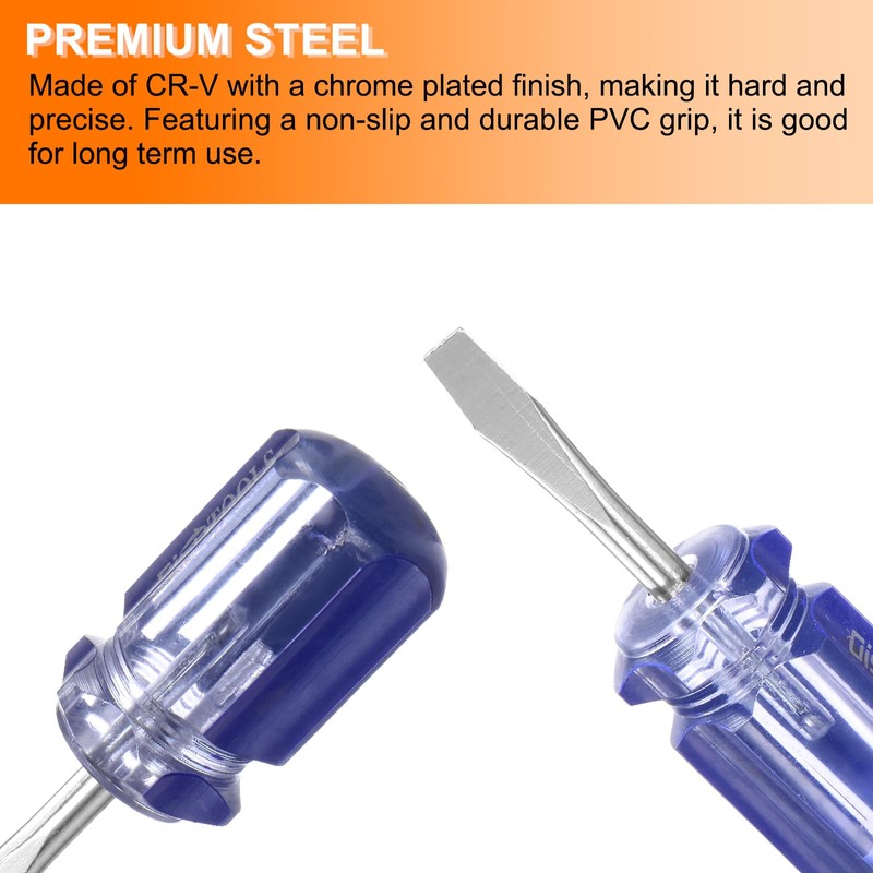 sourcing map SL6 Short Tip Slotted Screwdriver Stubby Magnetic Flat