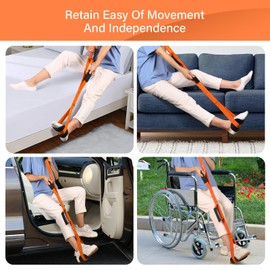39'' Long Leg Lifter Hip Replacement,Rigid Leg Lifter Strap for Knee Replacement Surgery Recovery,Foot Lifter Easily Get in and Out of Bed,Car,Wheelchair,with Padded Loop for Hands and Feet