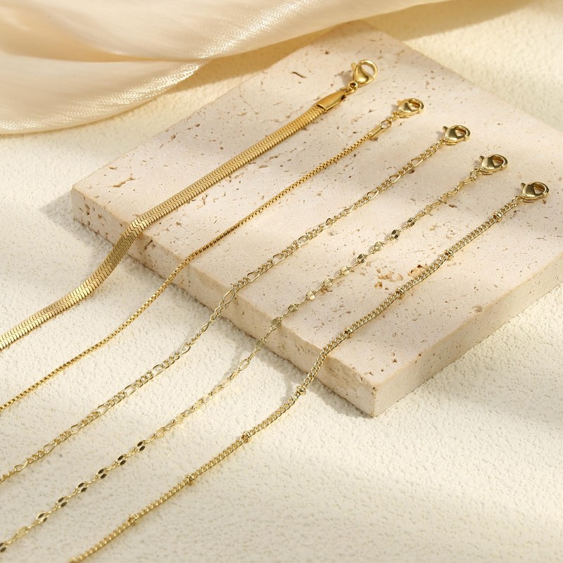 Dochais 5 Pieces Gold Bracelets for Women 14K Gold Plated