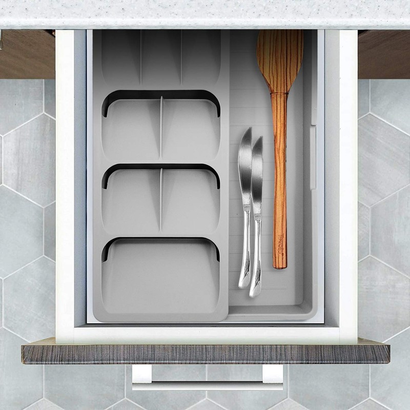 Kitchen DrawerStore Expandable Set，Expandable Plastic Kitchen Cabinet Drawer Storage Organizer