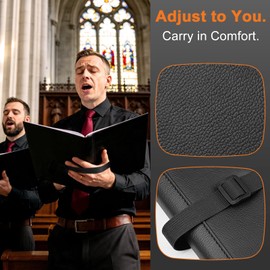 PU Leather 3-Ring Sheet Music Binder, A4/Letter Size Choir Folder