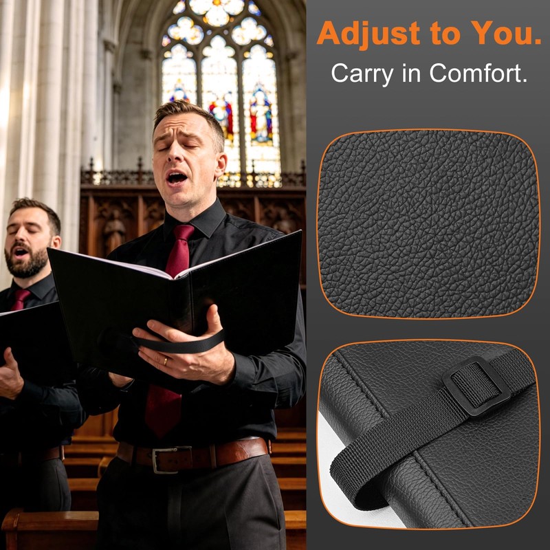 PU Leather 3-Ring Sheet Music Binder, A4/Letter Size Choir Folder