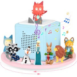 RZYLKA 360° Round Turntable for Tonies Box Organizer Tonie Storage Shelf Wall Mounted, Magnetic Floating Shelves for Toniebox, Tonies Characters, Display Collection 10~20 Characters (Pink)