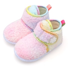 JIASUQI Baby Booties Boys Girls Soft Slippers Infant First Walkers Shoes Warm Socks Anti Skid Newborn Crib Shoes(18 Months-24 Months,Color)