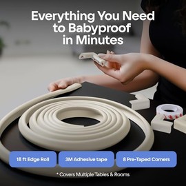 Protectores de Bordes y Esquinas para Muebles | Cojín de Espuma Protectora Suave de 6,2 m Parachoques de 5,5 m 8 Esquinas Adhesivas a Prueba de Niños | No Tóxico y Seguro para Mesa | Blanco