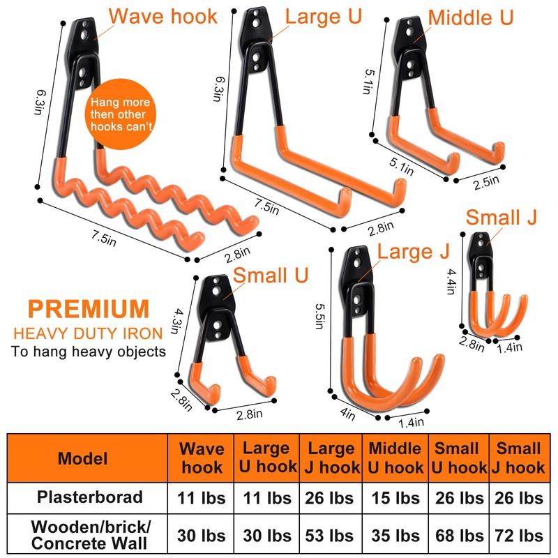 AOBEN Garage Hooks Heavy Duty, Steel Garage Storage Hooks, Utility