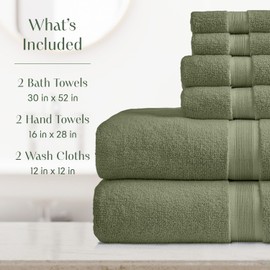 Springtree Home Luxury Viscose from Bamboo Bath Towel Set 6 Piece Set | 35% Viscose from Bamboo - 65% Cotton | Absorbent Quick-Dry Towels for Bathroom | Oeko-TEX Standard 100 Cotton | Lily Pad Green
