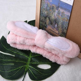 Pink Bunny Rabbit Ears Headband for Women Girls Make Up Hairands for Washing Face Spa Hair Band for Girls Women Yoga Sport Rabbit Ears Hairand for Skin Care Bath Shower Headband Head Wrap