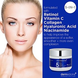 5 in 1 Retinol, Vitamin C, Collagen, Hyaluronic Acid and Niacinamide | Potent Face Cream which May Help Improve Appearance of Fine Lines and Wrinkles 