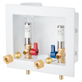 (1 Pack) Lidertik Faucet Outlet Box Crimp PEX-B with Stainless Steel Hammer Arrestors, Inlet 1/2 inch PEX-B F1807 Crimp Barb x Outlet 3/8 inch Compression LI-SLTH-621