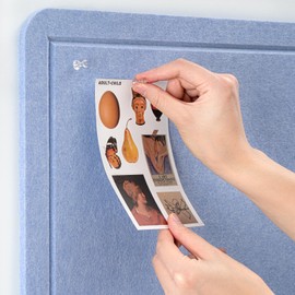 Bulletin Board, 24 x 18 inches Felt Board Decorative Pin Board, Cork Board Alternative for Wall, Foldable Photo Board Self-Adhesive Vision Board Mood Board with 20 Pushpins - Lavender Blue