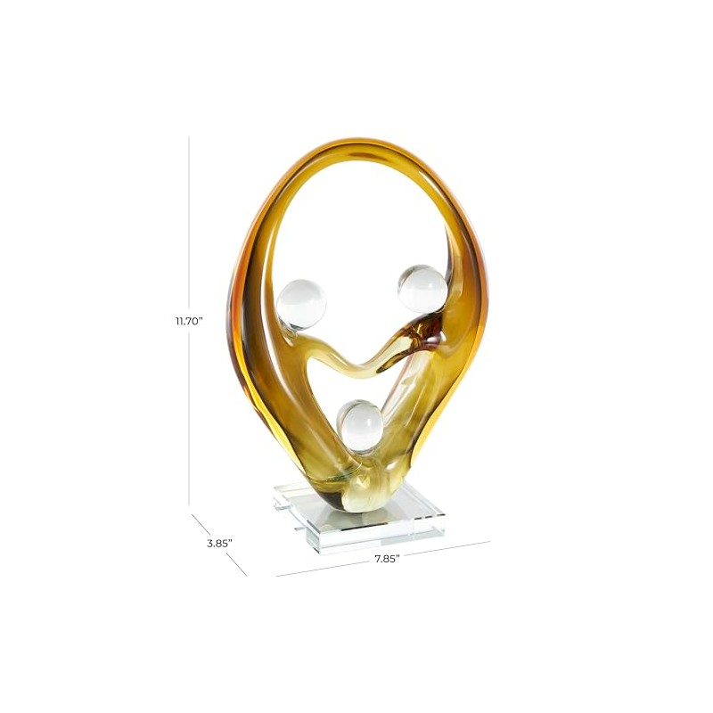 Deco 79 Glass Abstract Curved Cutout Sculpture with 3 Small